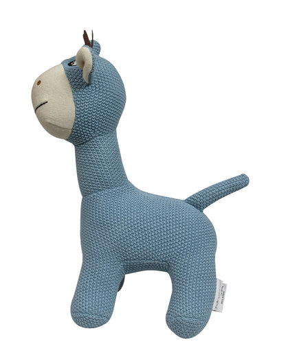 Pomme Blue Giraffe Knitted Stuffed Soft Toy-Plush Cuddly Toy For Newborn