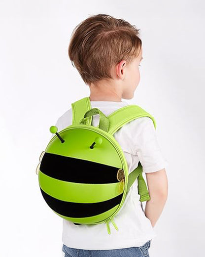 Very Peri Cute Buzzy Bee Face Backpack-Green-Adjustable Shoulder Straps-Preschool Nursery Travel Bag