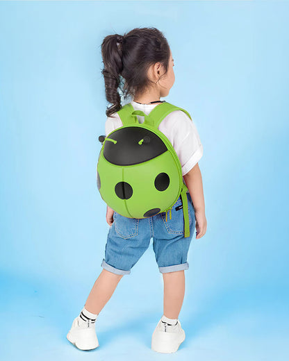 Very Peri Cute Ladybug Luck Backpack-Green-Adjustable Shoulder Straps-Preschool Nursery Travel Bag