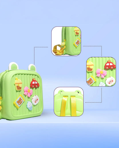 Very Peri Cute Mickey Ears Backpack-Green-Adjustable Shoulder Straps-Preschool Nursery Travel Bag