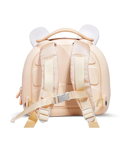 Very Peri Cute Bear Ears Backpack-Beige-Adjustable Shoulder Straps-Preschool Nursery Travel Bag