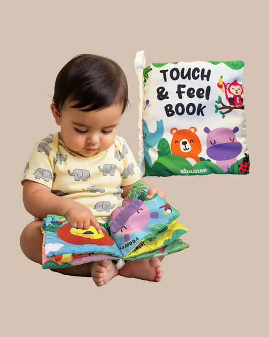 Shumee Touch & Feel Cloth Book-Interactive Sensory Book-Great For Tummy Time-Learning & Educational Toys For Newborn