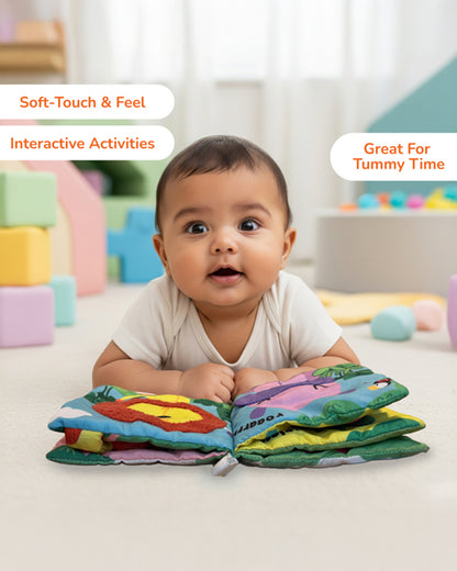 Shumee Touch & Feel Cloth Book-Interactive Sensory Book-Great For Tummy Time-Learning & Educational Toys For Newborn