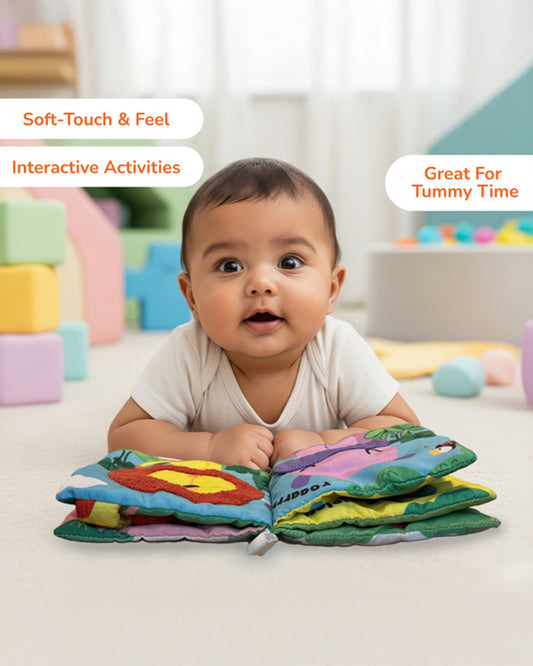 Shumee Touch & Feel Cloth Book-Interactive Sensory Book-Great For Tummy Time-Learning & Educational Toys For Newborn