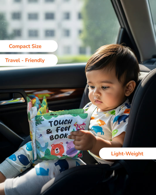 Shumee Touch & Feel Cloth Book-Interactive Sensory Book-Great For Tummy Time-Learning & Educational Toys For Newborn