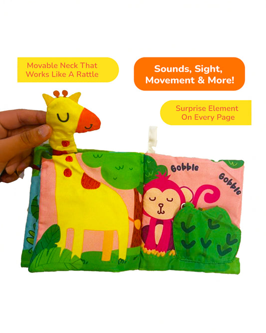 Shumee Touch & Feel Cloth Book-Interactive Sensory Book-Great For Tummy Time-Learning & Educational Toys For Newborn