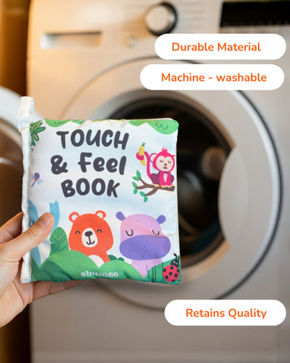 Shumee Touch & Feel Cloth Book-Interactive Sensory Book-Great For Tummy Time-Learning & Educational Toys For Newborn