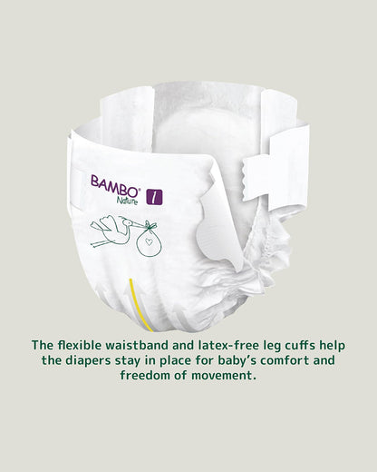 Bambo Nature Tape Diapers-Size 1, XS (2-4 Kg)-Chlorine Free-With Wetness Indicator-Dermatologically Tested