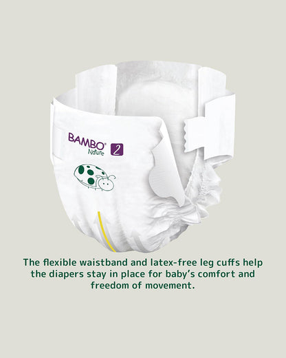 Bambo Nature Tape Diapers-Size 2, Small (3-6 Kg)-Chlorine Free-With Wetness Indicator-Dermatologically Tested