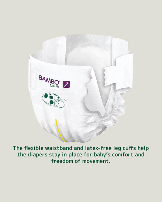 Bambo Nature Tape Diapers-Size 2, Small (3-6 Kg)-Chlorine Free-With Wetness Indicator-Dermatologically Tested