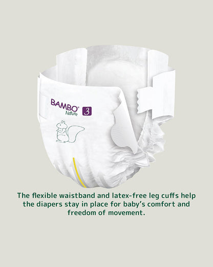 Bambo Nature Tape Diapers-Size 3, Medium (4-8 Kg)-Chlorine Free-With Wetness Indicator-Dermatologically Tested