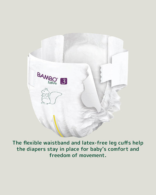 Bambo Nature Tape Diapers-Size 3, Medium (4-8 Kg)-Chlorine Free-With Wetness Indicator-Dermatologically Tested
