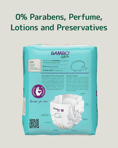 Bambo Nature Tape Diapers-Size 4, Large (7-14 Kg)-Chlorine Free-With Wetness Indicator-Dermatologically Tested