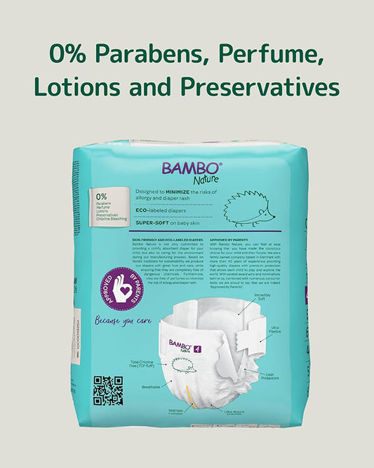 Bambo Nature Tape Diapers-Size 4, Large (7-14 Kg)-Chlorine Free-With Wetness Indicator-Dermatologically Tested