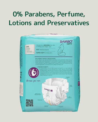 Bambo Nature Tape Diapers-Size 5, XL (12-18 Kg)-Chlorine Free-With Wetness Indicator-Dermatologically Tested
