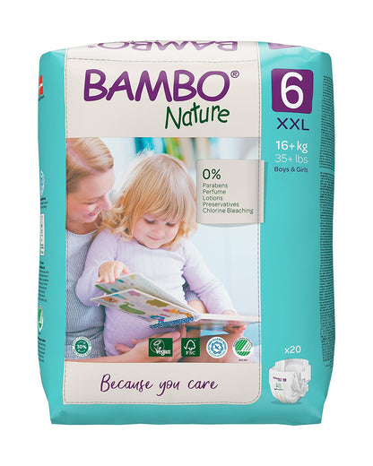 Bambo Nature Tape Diapers-Size 6, XXL (16 Kg+)-Chlorine Free-With Wetness Indicator-Dermatologically Tested