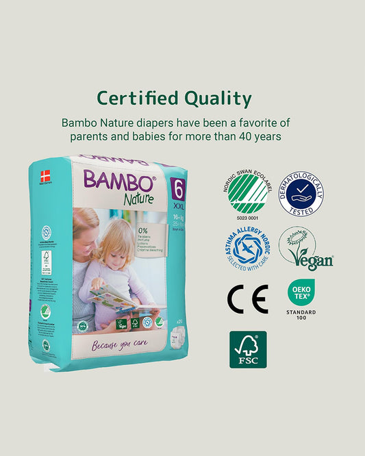 Bambo Nature Tape Diapers-Size 6, XXL (16 Kg+)-Chlorine Free-With Wetness Indicator-Dermatologically Tested