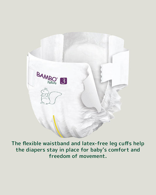 Bambo Nature Tape Diapers-Size 3, Medium (4-8 Kg)-Chlorine Free-With Wetness Indicator-Dermatologically Tested