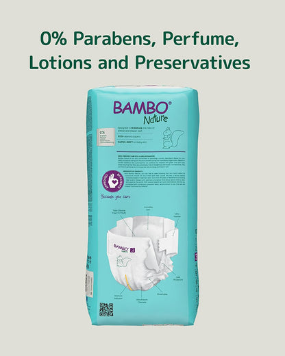 Bambo Nature Tape Diapers-Size 3, Medium (4-8 Kg)-Chlorine Free-With Wetness Indicator-Dermatologically Tested