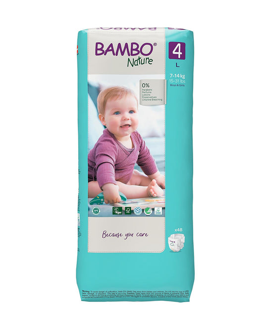 Bambo Nature Tape Diapers-Size 4, Large (7-14 Kg)-Chlorine Free-With Wetness Indicator-Dermatologically Tested