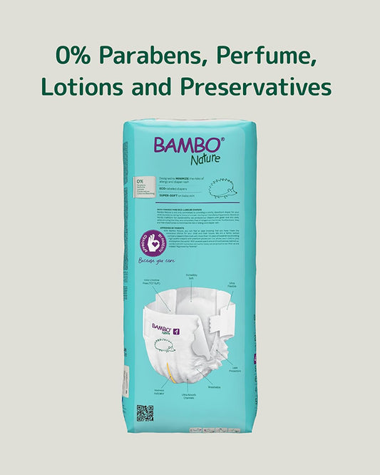 Bambo Nature Tape Diapers-Size 4, Large (7-14 Kg)-Chlorine Free-With Wetness Indicator-Dermatologically Tested