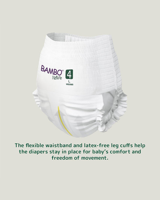 Bambo Nature Diaper Pants-Size 4, Large (7-12 Kg)-Chlorine Free-With Wetness Indicator-Dermatologically Tested