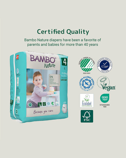 Bambo Nature Diaper Pants-Size 4, Large (7-12 Kg)-Chlorine Free-With Wetness Indicator-Dermatologically Tested