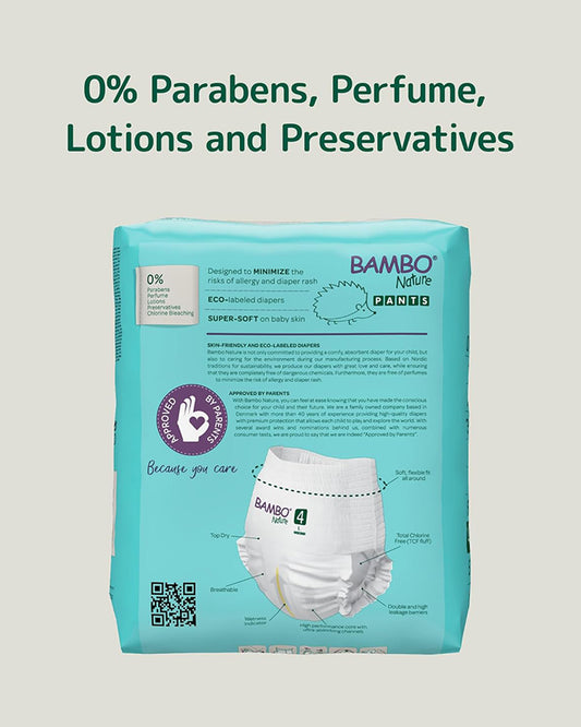 Bambo Nature Diaper Pants-Size 4, Large (7-12 Kg)-Chlorine Free-With Wetness Indicator-Dermatologically Tested