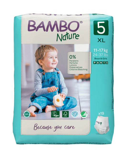 Bambo Nature Diaper Pants-Size 5, XL (11-17 Kg)-Chlorine Free-With Wetness Indicator-Dermatologically Tested