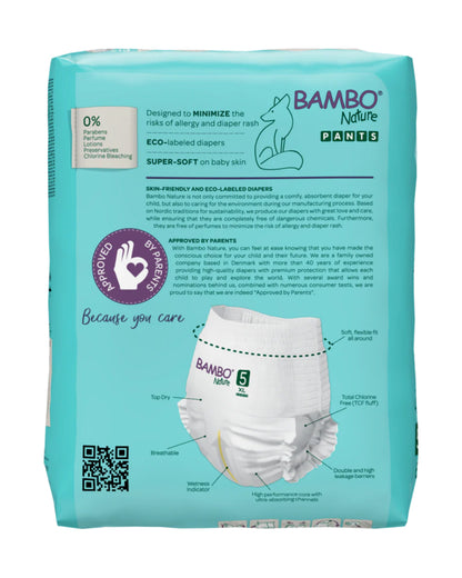 Bambo Nature Diaper Pants-Size 5, XL (11-17 Kg)-Chlorine Free-With Wetness Indicator-Dermatologically Tested