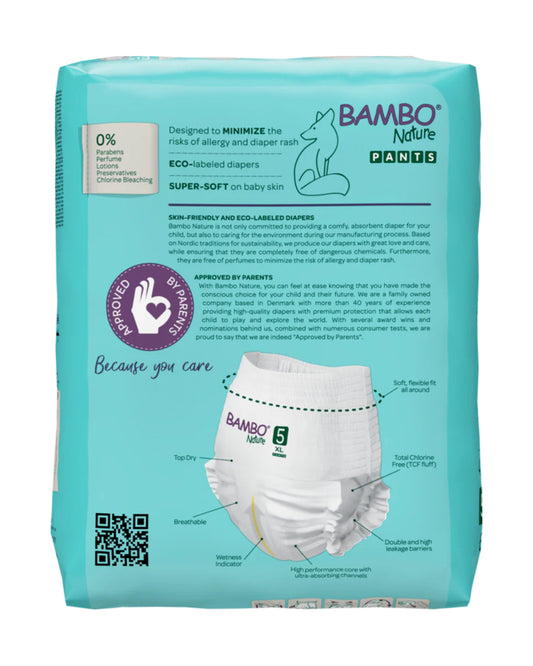 Bambo Nature Diaper Pants-Size 5, XL (11-17 Kg)-Chlorine Free-With Wetness Indicator-Dermatologically Tested