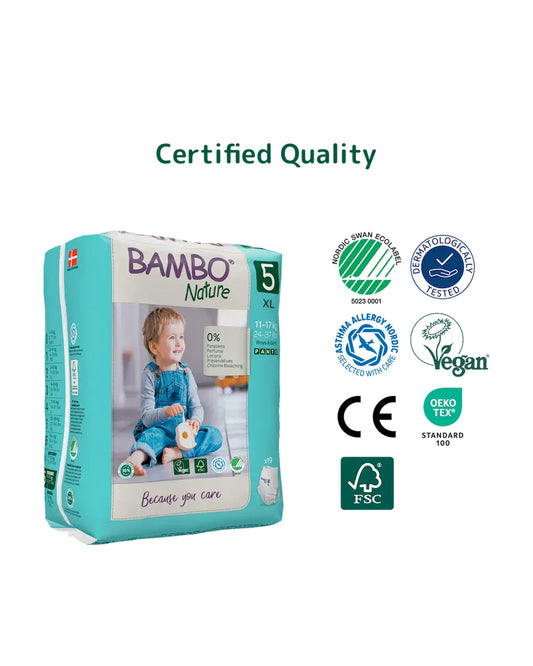 Bambo Nature Diaper Pants-Size 5, XL (11-17 Kg)-Chlorine Free-With Wetness Indicator-Dermatologically Tested