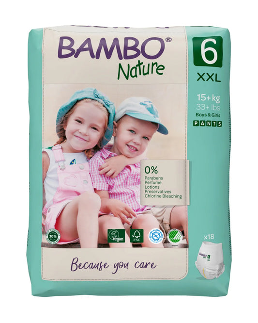 Bambo Nature Diaper Pants-Size 6, XXL (15 Kg+)-Chlorine Free-With Wetness Indicator-Dermatologically Tested