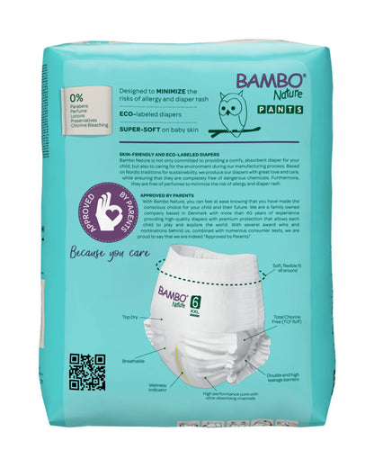 Bambo Nature Diaper Pants-Size 6, XXL (15 Kg+)-Chlorine Free-With Wetness Indicator-Dermatologically Tested