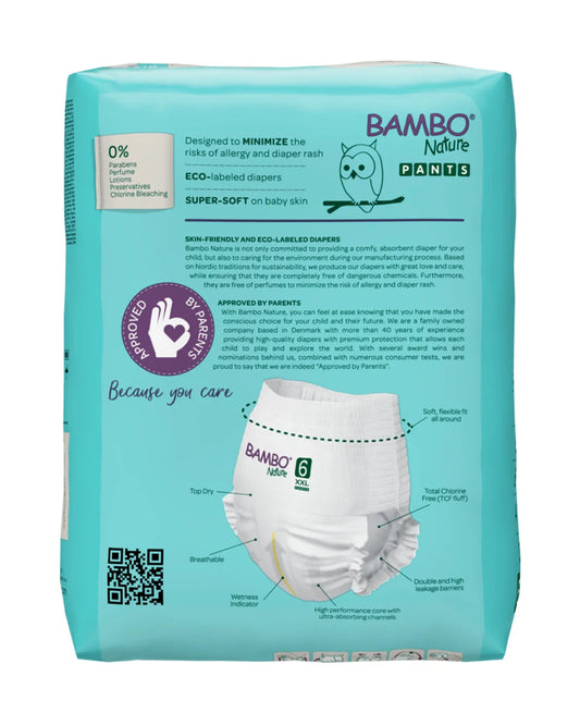 Bambo Nature Diaper Pants-Size 6, XXL (15 Kg+)-Chlorine Free-With Wetness Indicator-Dermatologically Tested