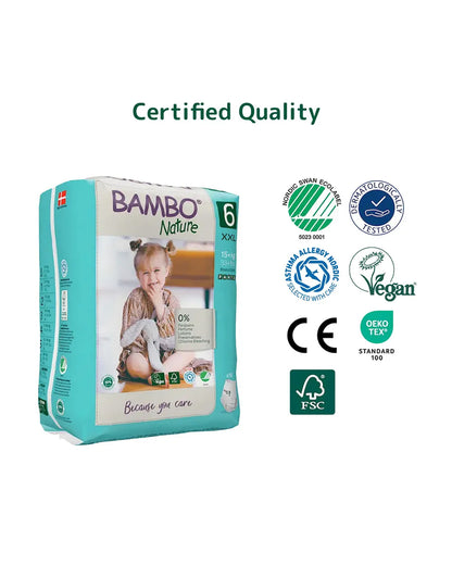 Bambo Nature Diaper Pants-Size 6, XXL (15 Kg+)-Chlorine Free-With Wetness Indicator-Dermatologically Tested