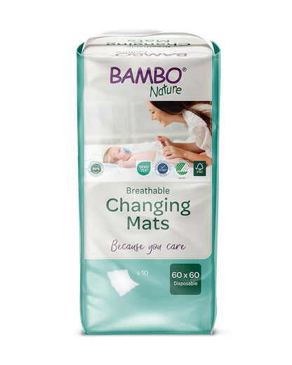 Bambo Nature Disposable Diaper Changing Mat-With 1000ml Absorbency-Dermatologically Tested-60x60cm