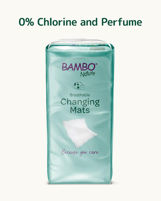 Bambo Nature Disposable Diaper Changing Mat-With 1000ml Absorbency-Dermatologically Tested-60x60cm
