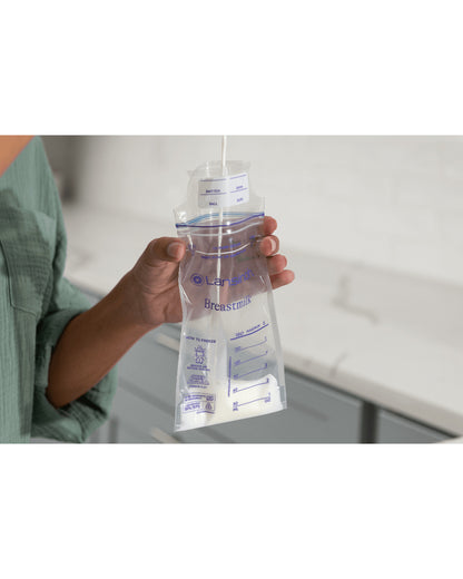 Lansinoh Breast Milk Transparent Storage Bags-Reinforced Double Zipper Seal For Safe Storage-Freezer Safe Pouches-With Measurement Markings-180 ml-Pack of 50