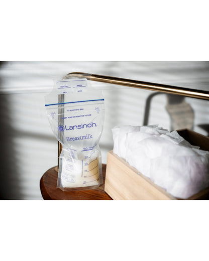 Lansinoh Breast Milk Transparent Storage Bags-Reinforced Double Zipper Seal For Safe Storage-Freezer Safe Pouches-With Measurement Markings-180 ml-Pack of 50