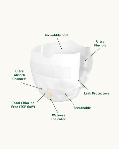 Bambo Nature Tape Diapers-Size 0, XXS (1-3 Kg)-Chlorine Free-With Wetness Indicator-Dermatologically Tested