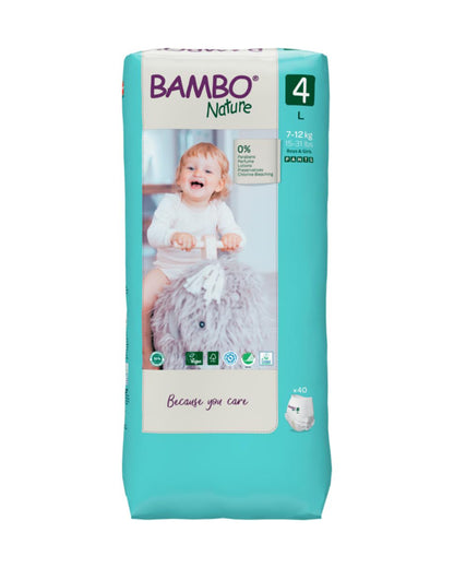 Bambo Nature Diaper Pants-Size 4, Large (7-12 Kg)-Chlorine Free-With Wetness Indicator-Dermatologically Tested