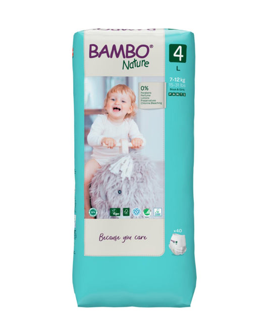 Bambo Nature Diaper Pants-Size 4, Large (7-12 Kg)-Chlorine Free-With Wetness Indicator-Dermatologically Tested
