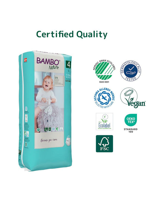 Bambo Nature Diaper Pants-Size 4, Large (7-12 Kg)-Chlorine Free-With Wetness Indicator-Dermatologically Tested