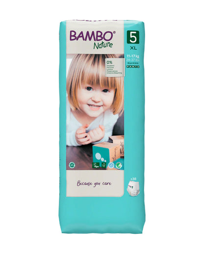 Bambo Nature Diaper Pants-Size 5, XL (11-17 Kg)-Chlorine Free-With Wetness Indicator-Dermatologically Tested