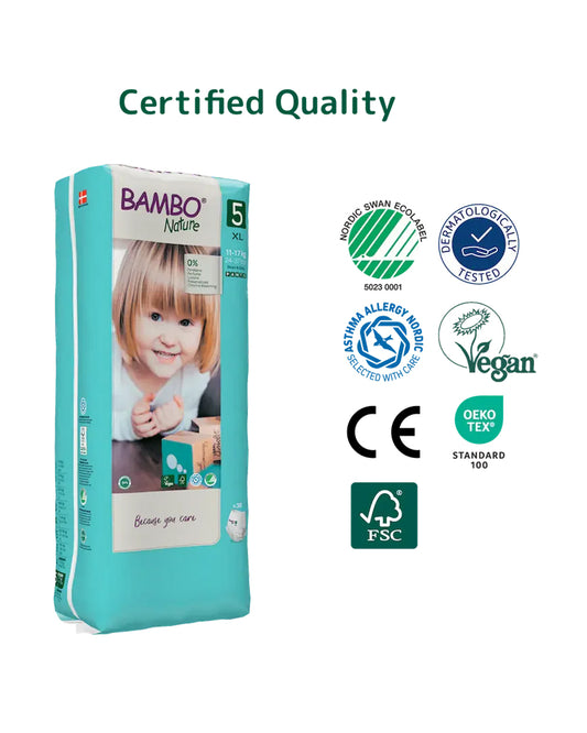 Bambo Nature Diaper Pants-Size 5, XL (11-17 Kg)-Chlorine Free-With Wetness Indicator-Dermatologically Tested