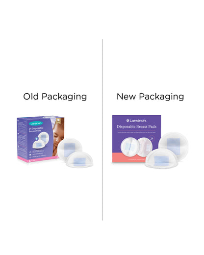 Lansinoh Disposable Nursing Breast Pads-Bluelock Technology for Instant Absorption-Naturally Contoured Design-Pack of 24