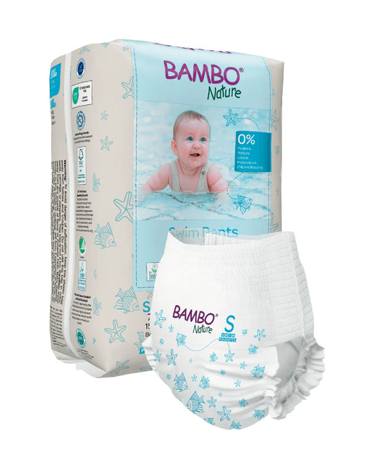 Bambo Nature Disposable Swim Diaper Pants-Small (7-12 Kg)-OEKO TEX Standard Certified-With Double Leak Barriers
