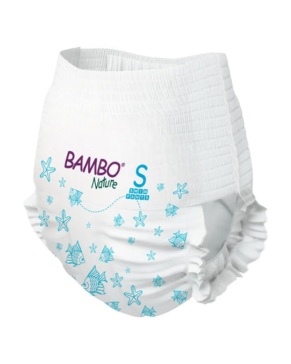 Bambo Nature Disposable Swim Diaper Pants-Small (7-12 Kg)-OEKO TEX Standard Certified-With Double Leak Barriers