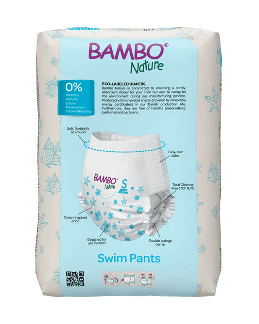 Bambo Nature Disposable Swim Diaper Pants-Small (7-12 Kg)-OEKO TEX Standard Certified-With Double Leak Barriers